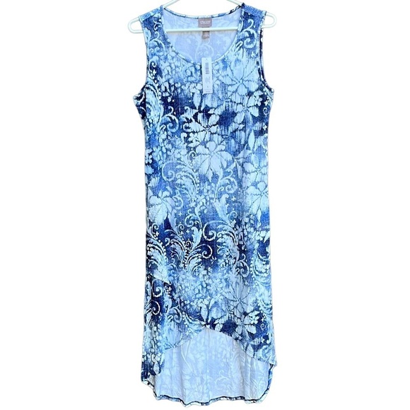 NWT Chico’s tulip Midi Dress Wintery Floral Size Medium - Picture 1 of 8